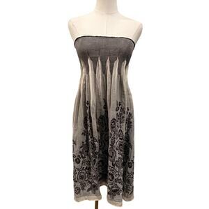 Fairy Baby Doll Smocked Halter Brown Midi Dress Medium Y2K Flowy Boho Festival